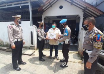 Hari Jadi Lalu Lintas Bhayangkara Ke 66 Polres Sukabumi Kota, Salurkan Paket Sembako