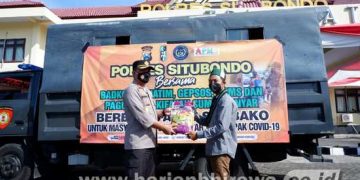 Polres Bersama Badko HMI Jatim Salurkan Bansos Beras Untuk Warga Tak Mampu