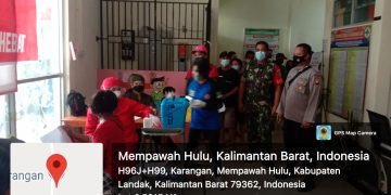 TNI POLRI Mempawah Hulu kawal giat Vaksinasi Dipuskesmas Karangan.